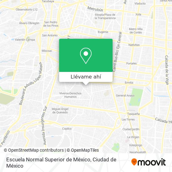 Mapa de Escuela Normal Superior de México