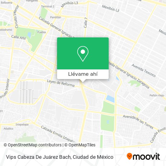 Mapa de Vips Cabeza De Juárez Bach