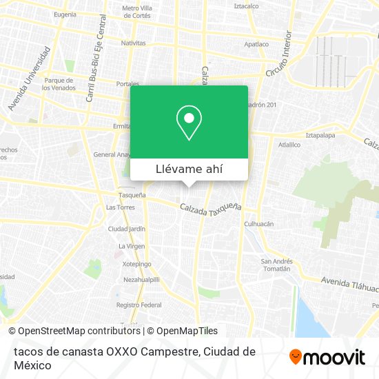 Mapa de tacos de canasta OXXO Campestre