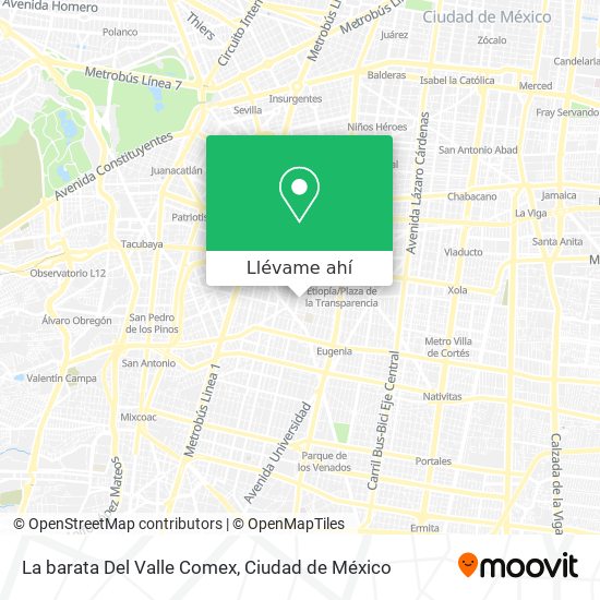 Cómo llegar a La barata Del Valle Comex en Miguel Hidalgo en Autobús o  Metro?