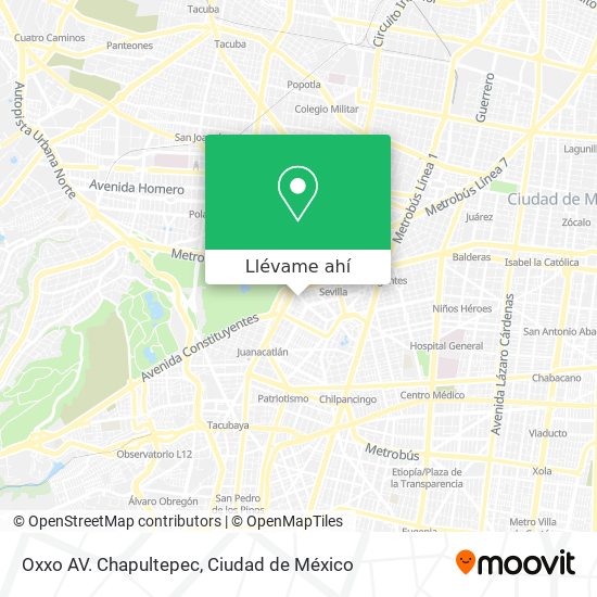 Mapa de Oxxo AV. Chapultepec