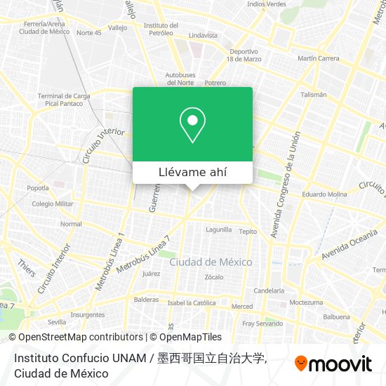Mapa de Instituto Confucio UNAM / 墨西哥国立自治大学