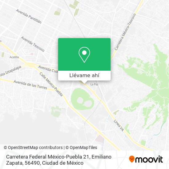 Mapa de Carretera Federal México-Puebla 21, Emiliano Zapata, 56490