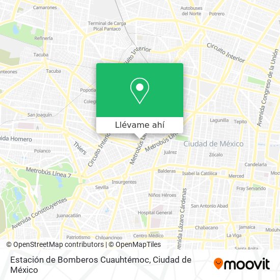 Mapa de Estación de Bomberos Cuauhtémoc