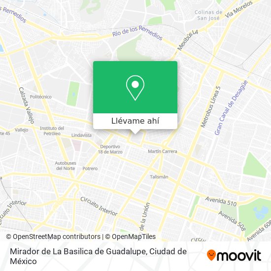 Mapa de Mirador de La Basilica de Guadalupe