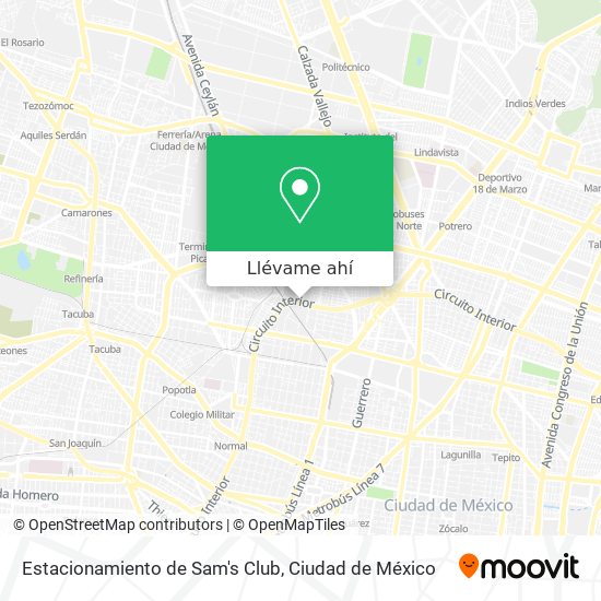 Cómo llegar a Estacionamiento de Sam's Club en Azcapotzalco en Autobús,  Metro o Tren?