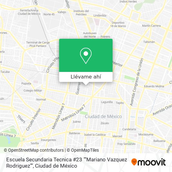 Mapa de Escuela Secundaria Tecnica #23 ""Mariano Vazquez Rodriguez""