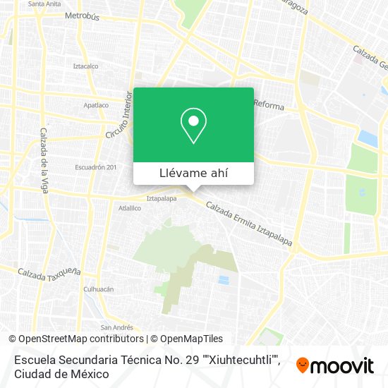 Mapa de Escuela Secundaria Técnica No. 29 ""Xiuhtecuhtli""