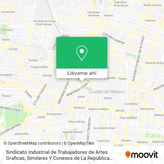 Mapa de Sindicato Industrial de Trabajadores de Artes Graficas, Similares Y Conexos de La Republica Mexicana