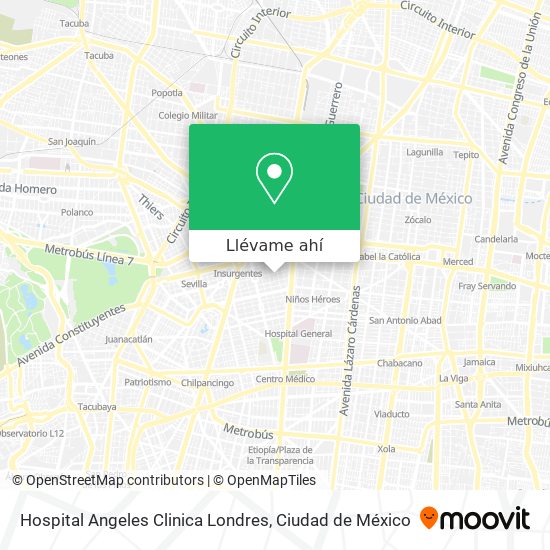 Mapa de Hospital Angeles Clinica Londres