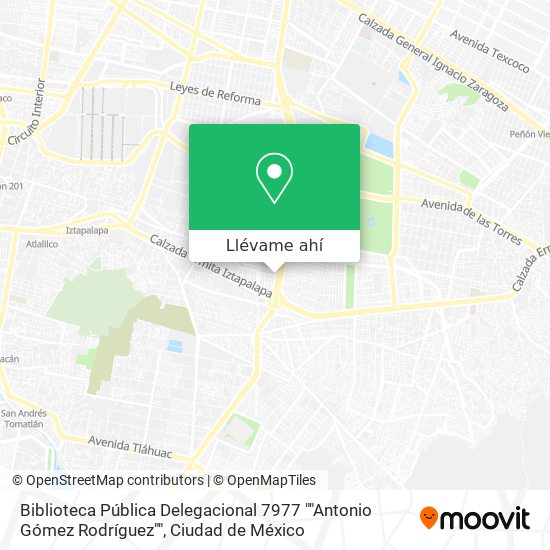 Mapa de Biblioteca Pública Delegacional 7977 ""Antonio Gómez Rodríguez""