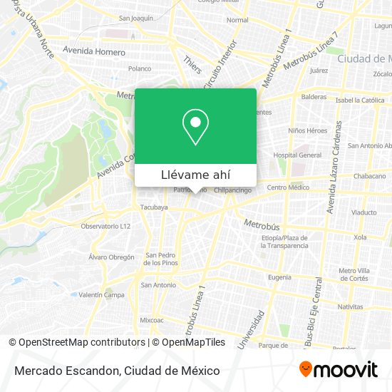 Cómo llegar a Mercado Escandon en Miguel Hidalgo en Autobús o Metro?