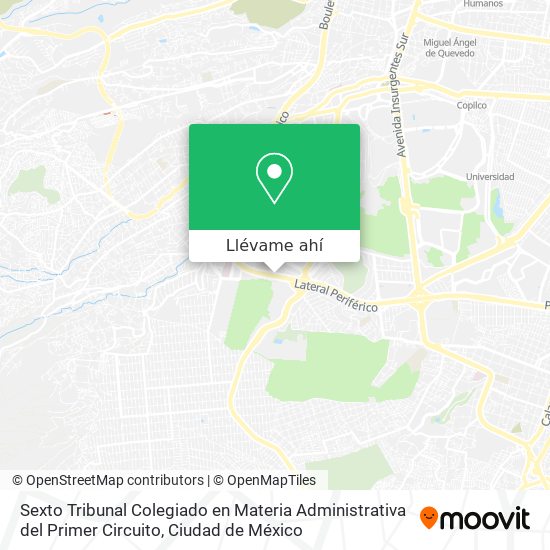 Mapa de Sexto Tribunal Colegiado en Materia Administrativa del Primer Circuito