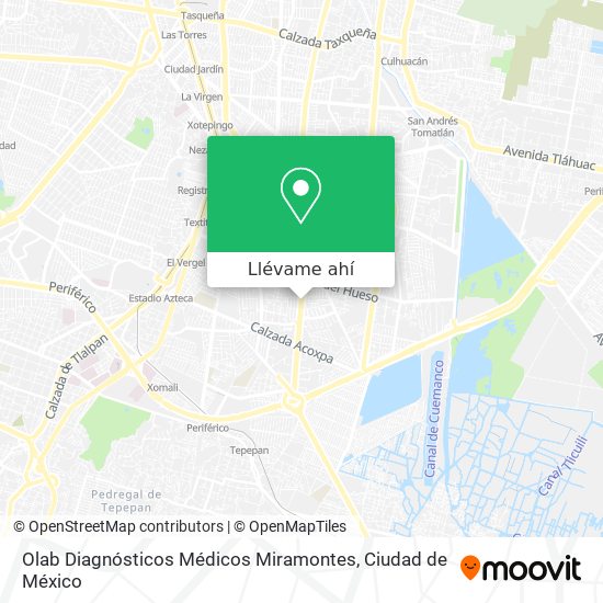 Mapa de Olab Diagnósticos Médicos Miramontes