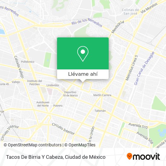 Mapa de Tacos De Birria Y Cabeza