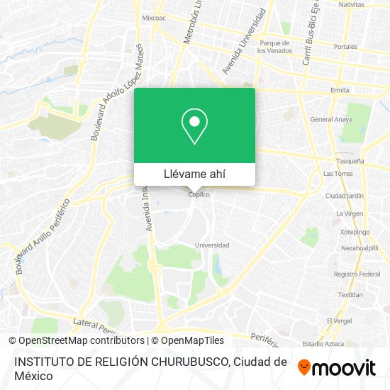 Mapa de INSTITUTO DE RELIGIÓN CHURUBUSCO