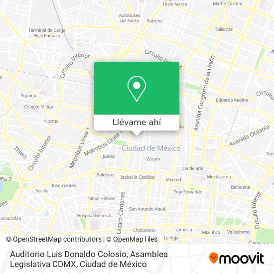 Mapa de Auditorio Luis Donaldo Colosio, Asamblea Legislativa CDMX