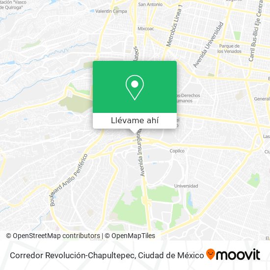 Mapa de Corredor Revolución-Chapultepec