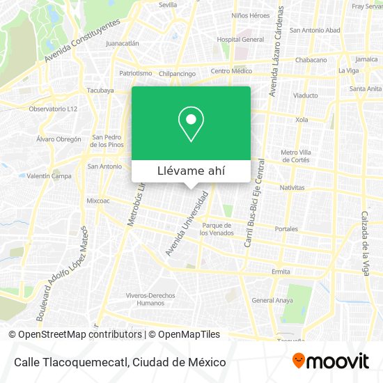 Mapa de Calle Tlacoquemecatl