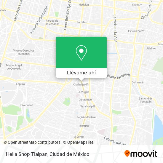 Mapa de Hella Shop Tlalpan