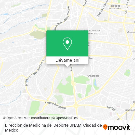 Mapa de Dirección de Medicina del Deporte UNAM