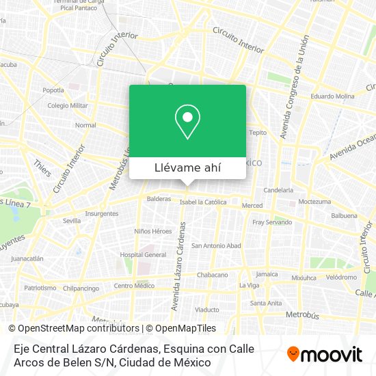 Mapa de Eje Central Lázaro Cárdenas, Esquina con Calle Arcos de Belen S / N