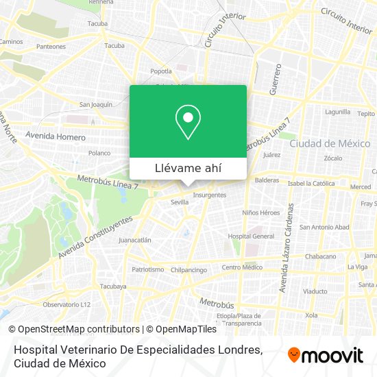 Mapa de Hospital Veterinario De Especialidades Londres
