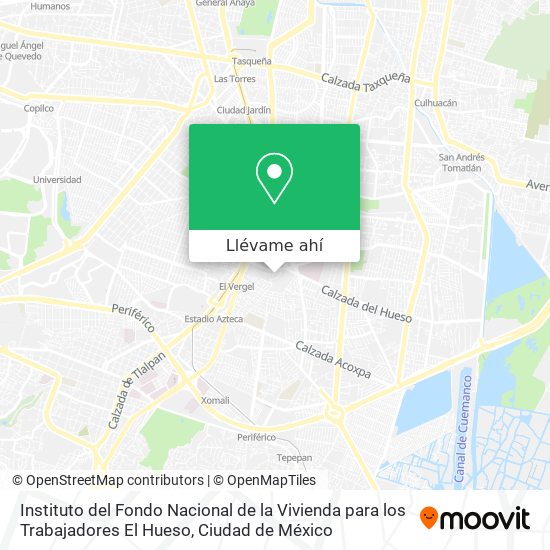 Cómo llegar a Instituto del Fondo Nacional de la Vivienda para los  Trabajadores El Hueso en Alvaro Obregón en Autobús, Metro o Tren?