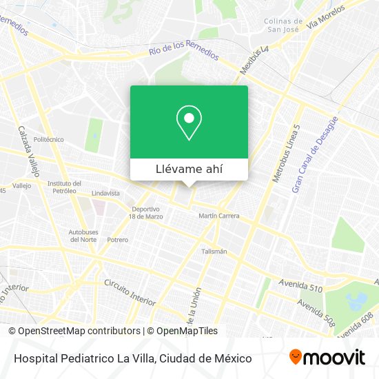 Mapa de Hospital Pediatrico La Villa