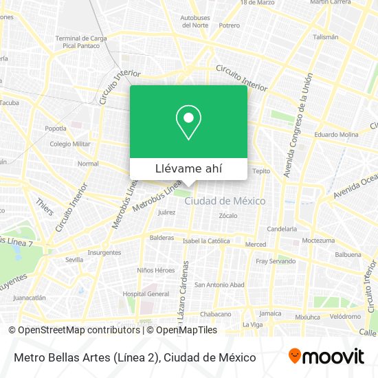 Mapa de Metro Bellas Artes (Línea 2)
