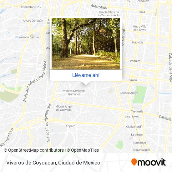 Mapa de Viveros de Coyoacán