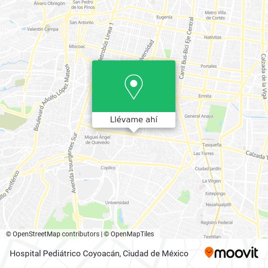 Mapa de Hospital Pediátrico Coyoacán