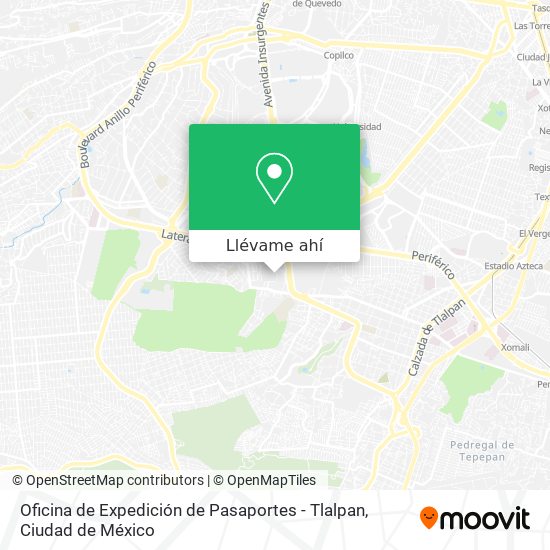 Mapa de Oficina de Expedición de Pasaportes - Tlalpan