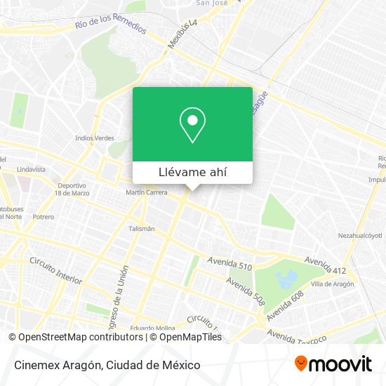 Mapa de Cinemex Aragón