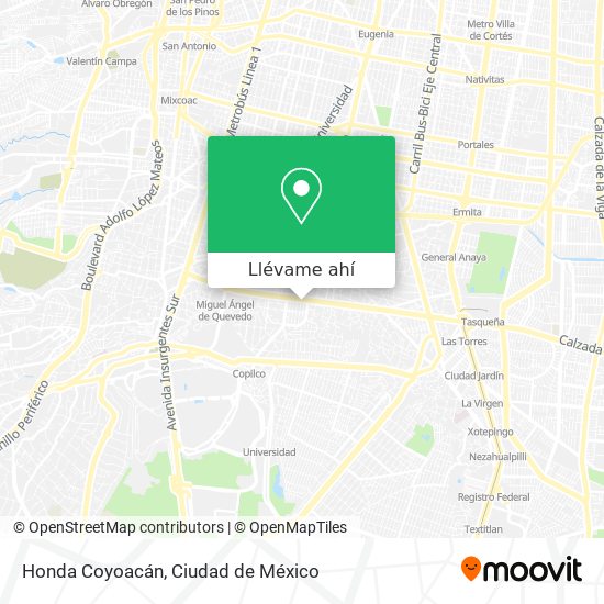 Mapa de Honda Coyoacán