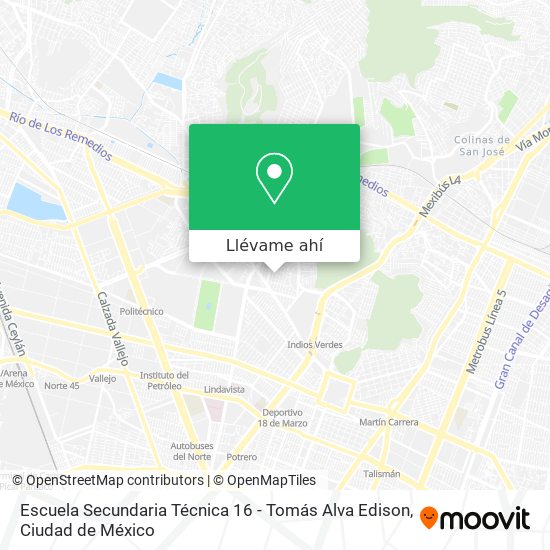 Mapa de Escuela Secundaria Técnica 16 - Tomás Alva Edison