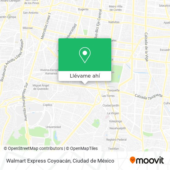 Mapa de Walmart Express Coyoacán