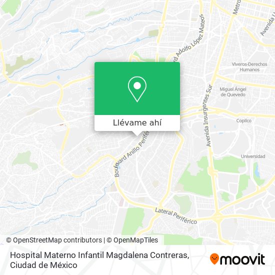 Mapa de Hospital Materno Infantil Magdalena Contreras