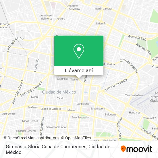 Mapa de Gimnasio Gloria Cuna de Campeones