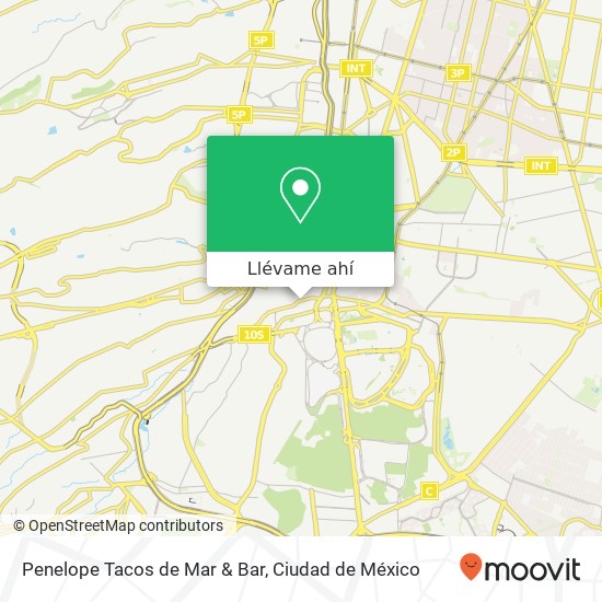 Mapa de Penelope Tacos de Mar & Bar, Río de la Magdalena 100 Pueblo Loreto y Campamento 01090 Álvaro Obregón, Ciudad de México