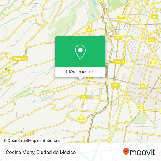 Mapa de Cocina Mony, Calle 20 82 Olivar del Conde 1ra Secc 01400 Álvaro Obregón, Ciudad de México
