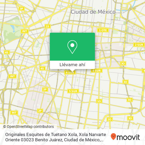 Mapa de Originales Esquites de Tuétano Xola, Xola Narvarte Oriente 03023 Benito Juárez, Ciudad de México