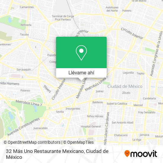 Mapa de 32 Más Uno Restaurante Mexicano
