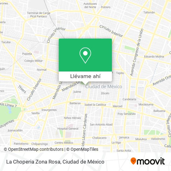 Mapa de La Choperia Zona Rosa