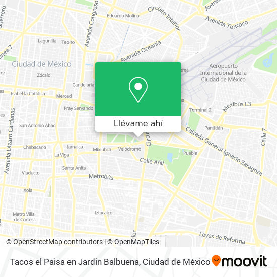 Mapa de Tacos el Paisa en Jardin Balbuena