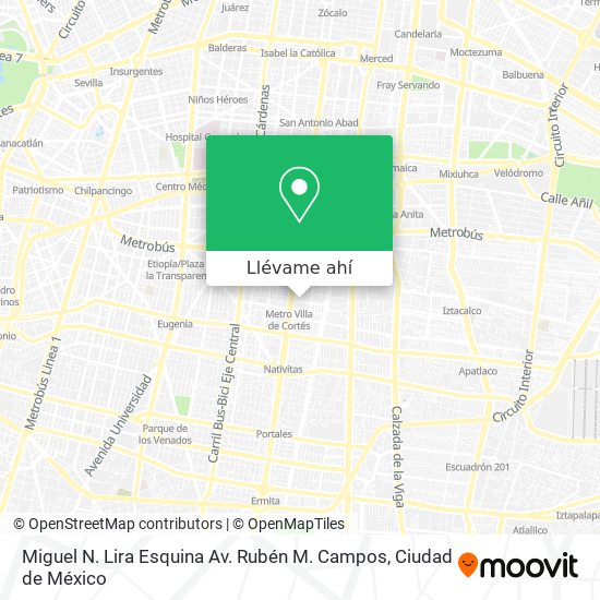 Mapa de Miguel N. Lira Esquina Av. Rubén M. Campos