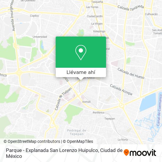 Cómo llegar a Parque - Explanada San Lorenzo Huipulco en Alvaro Obregón en  Autobús o Tren?