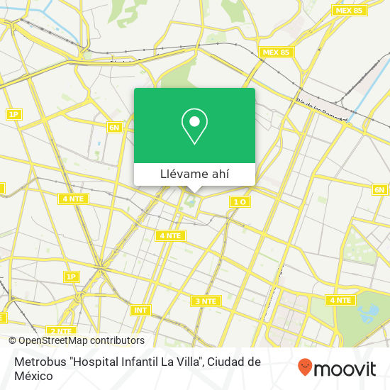 Mapa de Metrobus "Hospital Infantil La Villa"