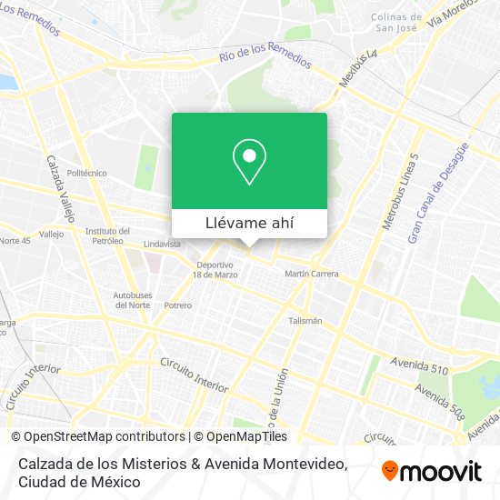 Mapa de Calzada de los Misterios & Avenida Montevideo