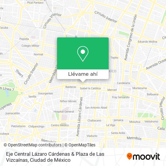 Mapa de Eje Central Lázaro Cárdenas & Plaza de Las Vizcaínas